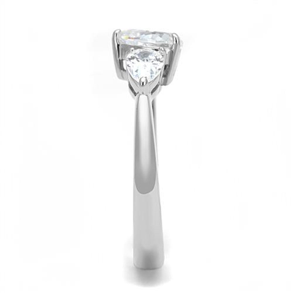 ARTK3138 1.91 Ct Heart & Pear Shape Cz Stainless Steel Engagement Ring Women's Size 5-10